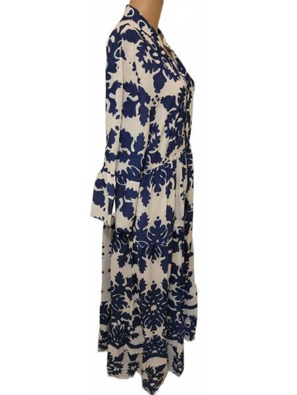EvePos Arctic Women's Blue White Rayon Blend Floral Maxi Dress Size XL
